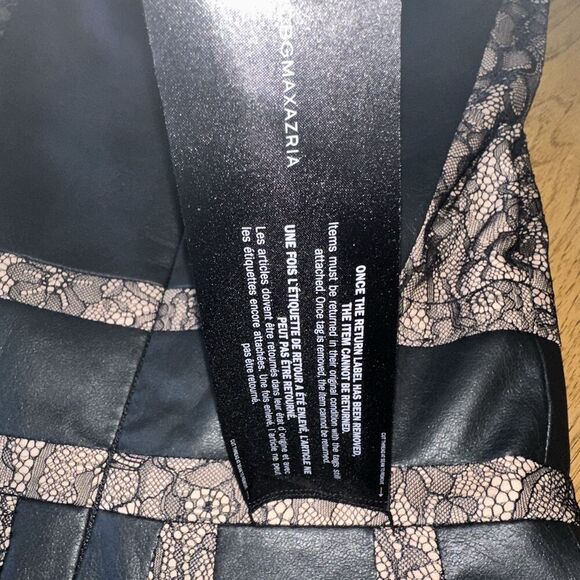 BcBG Woman’s Black Leather Lace Matrix Mini evening cosplay Dress Size 0 NWT - Picture 4 of 9